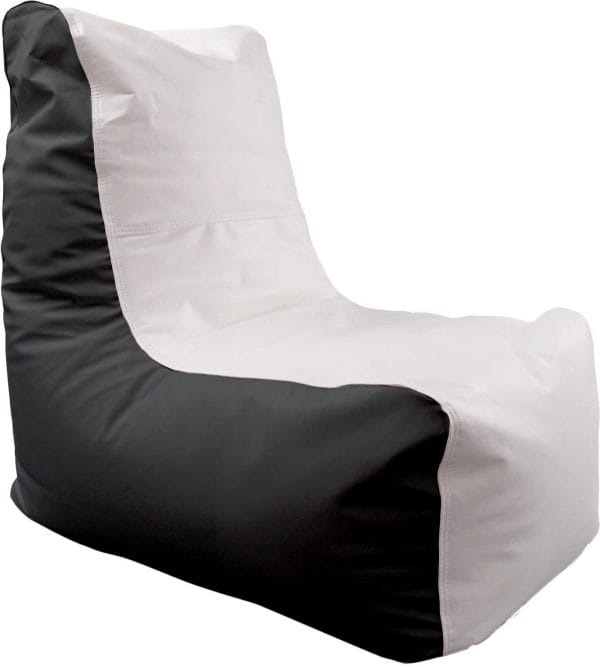 An Ocean-Tamer Wedge Marine Bean Bag White/Black chair.