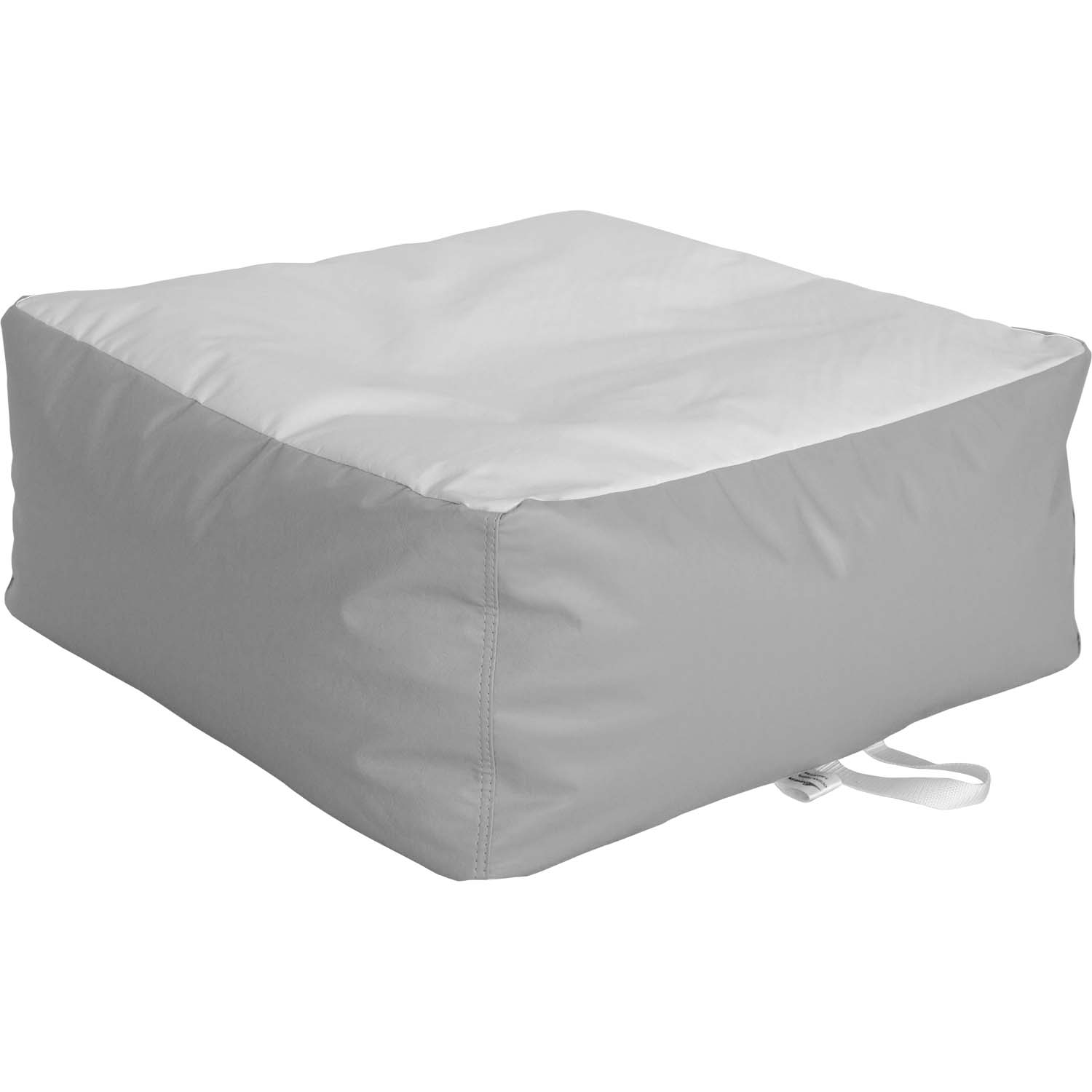 A grey Ocean-Tamer Ottoman on a white background.